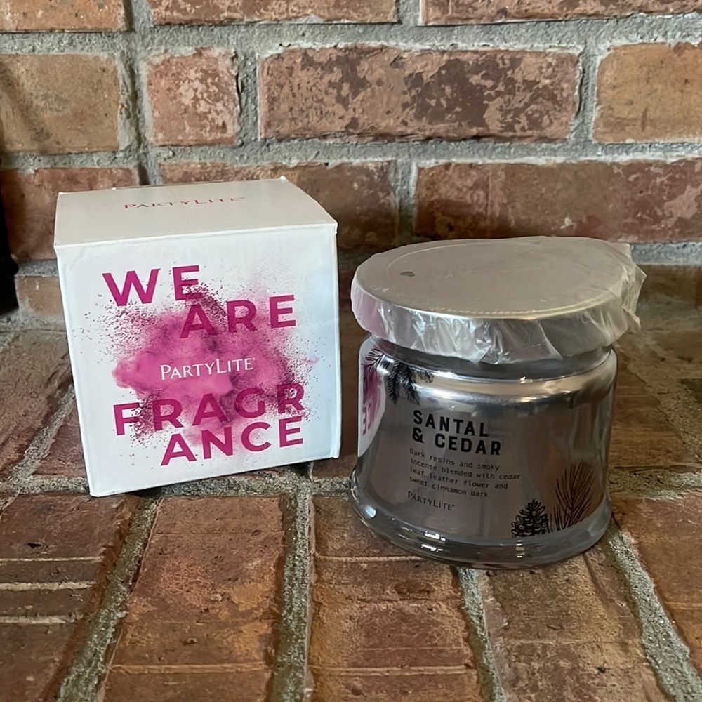 NIB PartyLite Santal & Cedar Lidded Jar Candle